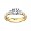 FlyerFit® 18K Yellow Gold Shank And White Gold Top Three Stone Engagement Ring