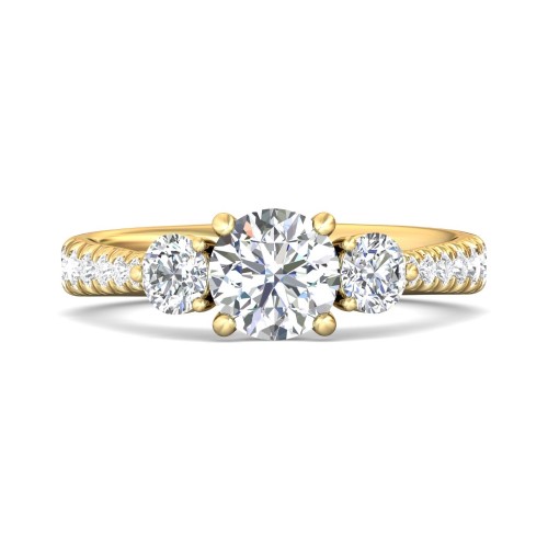 FlyerFit&reg; 18K Yellow Gold Three Stone Engagement Ring