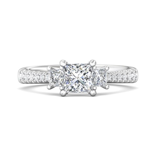 FlyerFit&reg; 18K White Gold Three Stone Engagement Ring