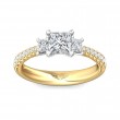 FlyerFit® 18K Yellow Gold Shank And White Gold Top Three Stone Engagement Ring