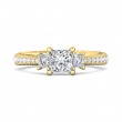 FlyerFit® 18K Yellow Gold Three Stone Engagement Ring
