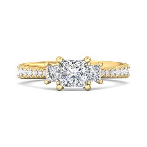 FlyerFit&reg; 18K Yellow Gold Three Stone Engagement Ring