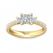FlyerFit® 18K Yellow Gold Three Stone Engagement Ring