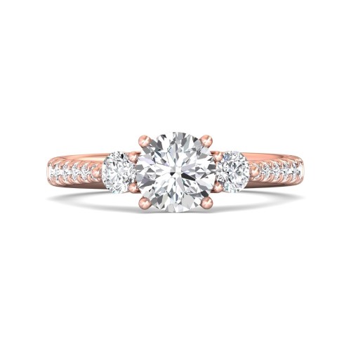 FlyerFit&reg; 14K Pink Gold Three Stone Engagement Ring