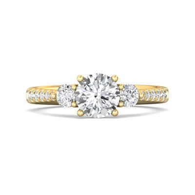 flyerfit® 18k pink gold shank and white gold top three stone engagement ring