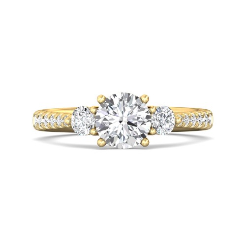 FlyerFit® 14K Yellow Gold Three Stone Engagement Ring