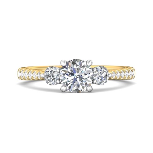 FlyerFit&reg; 14K Yellow and 14K White Gold Three Stone Engagement Ring