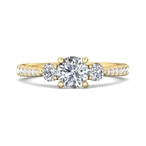 FlyerFit&reg; 18K Yellow Gold Three Stone Engagement Ring
