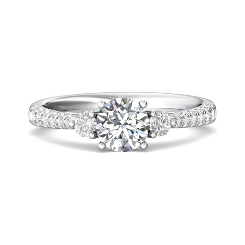 FlyerFit&reg; 18K White Gold Three Stone Engagement Ring