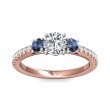 FlyerFit® 14K Pink Gold Shank And White Gold Top Three Stone Engagement Ring