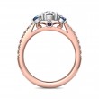 FlyerFit® 14K Pink Gold Shank And White Gold Top Three Stone Engagement Ring