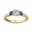 FlyerFit® 18K Yellow Gold Three Stone Engagement Ring