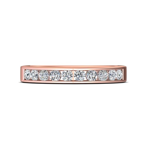 FlyerFit&reg; 18K Pink Gold Channel  Wedding Band
