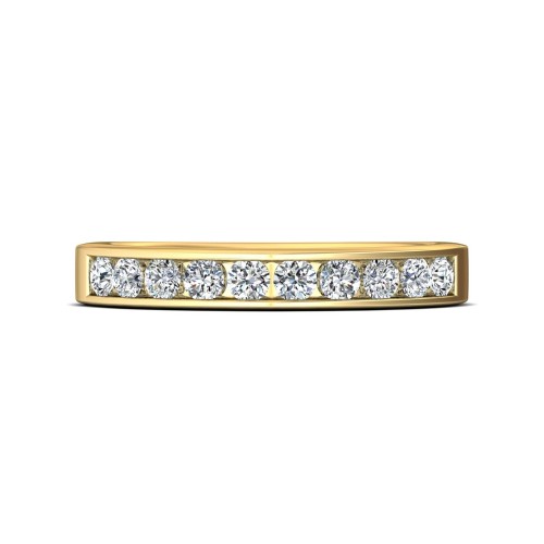 FlyerFit&reg; 14K Yellow Gold Channel  Wedding Band