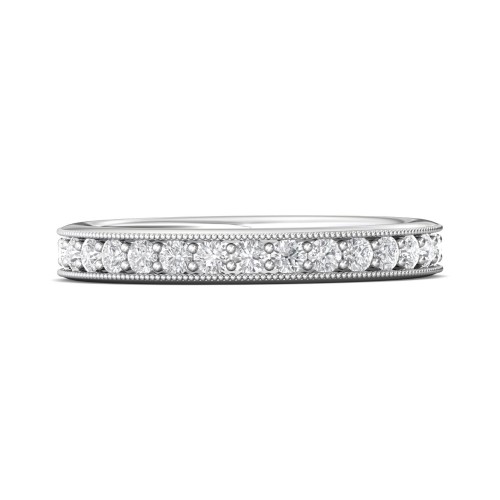 FlyerFit&reg; Platinum Micropave Bead Set Wedding Band