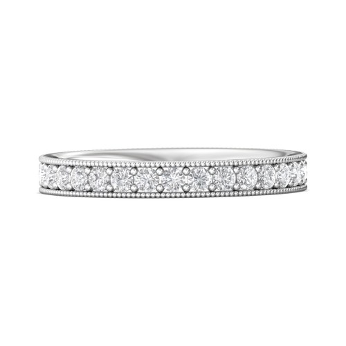 FlyerFit&reg; Platinum Micropave Bead Set Wedding Band