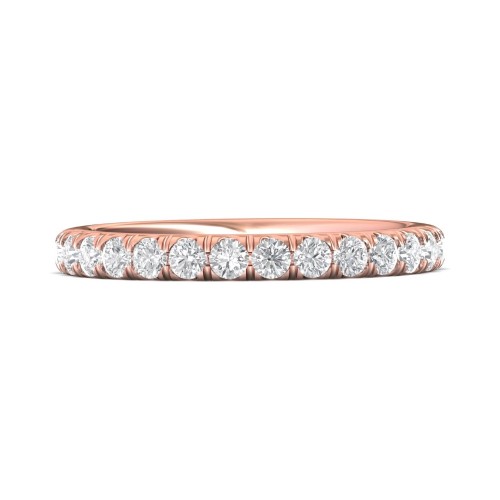 FlyerFit&reg; 18K Pink Gold Micropave Cutdown Wedding Band