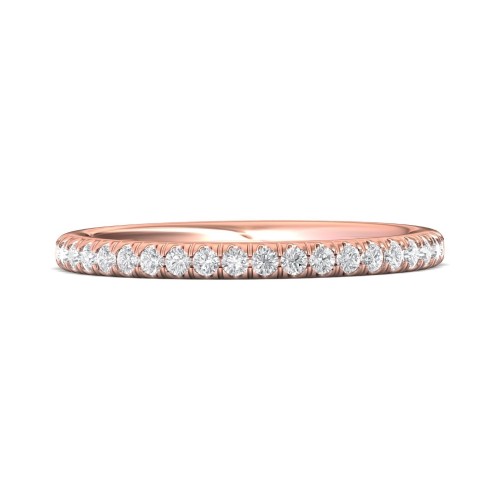 FlyerFit&reg; 18K Pink Gold Micropave Cutdown Wedding Band