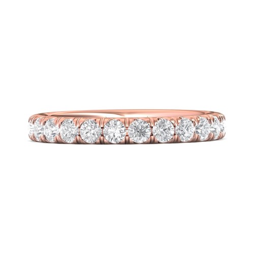 FlyerFit&reg; 18K Pink Gold Micropave Cutdown Wedding Band