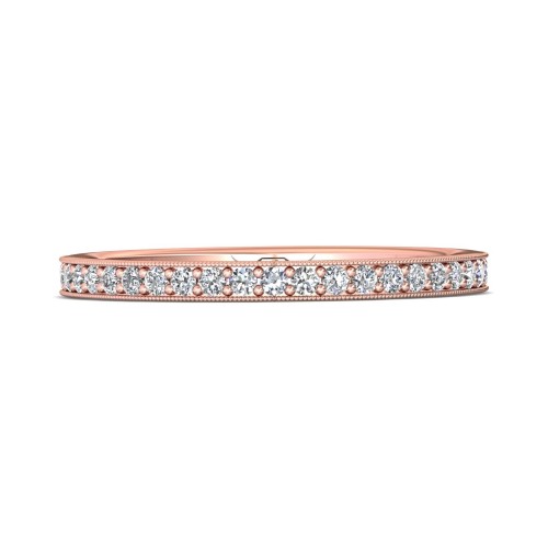 FlyerFit&reg; 18K Pink Gold Micropave Bead Set Wedding Band