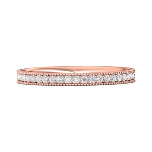 FlyerFit&reg; 18K Pink Gold Micropave Bead Set Wedding Band