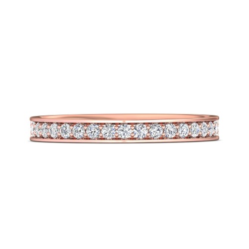 FlyerFit&reg; 14K Pink Gold Micropave Bead Set Wedding Band