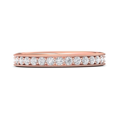 FlyerFit&reg; 18K Pink Gold Micropave Bead Set Wedding Band