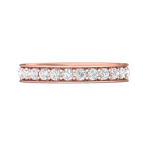 FlyerFit&reg; 14K Pink Gold Micropave Bead Set Wedding Band