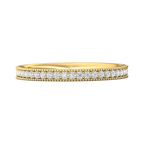 FlyerFit&reg; 14K Yellow Gold Micropave Bead Set Wedding Band