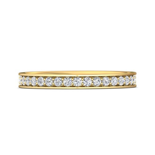 FlyerFit&reg; 14K Yellow Gold Micropave Bead Set Wedding Band