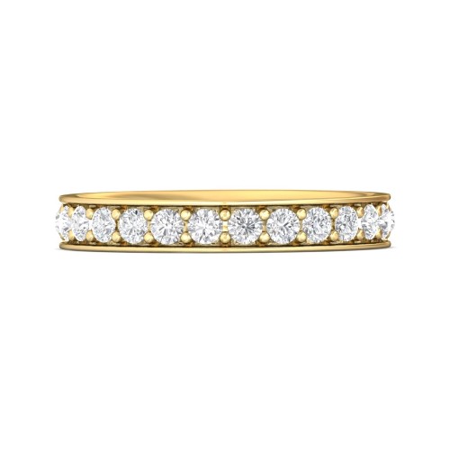FlyerFit&reg; 18K Yellow Gold Micropave Bead Set Wedding Band