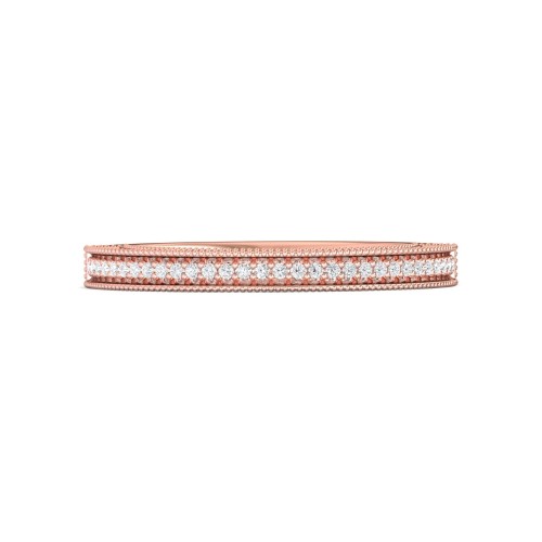 FlyerFit&reg; 14K Pink Gold Micropave Bead Set Wedding Band