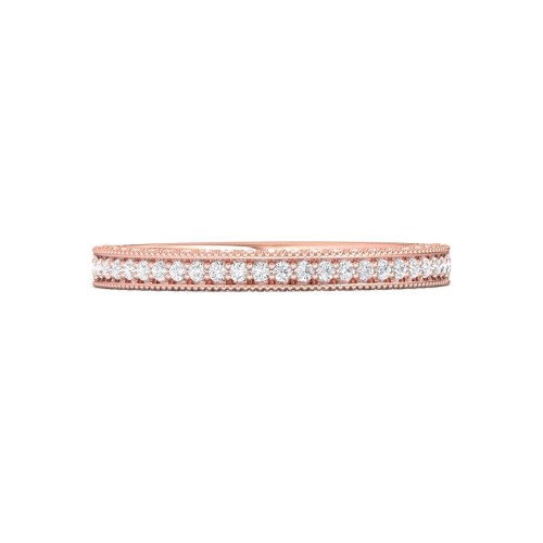 FlyerFit&reg; 14K Pink Gold Micropave Bead Set Wedding Band
