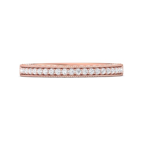 FlyerFit&reg; 18K Pink Gold Micropave Bead Set Wedding Band