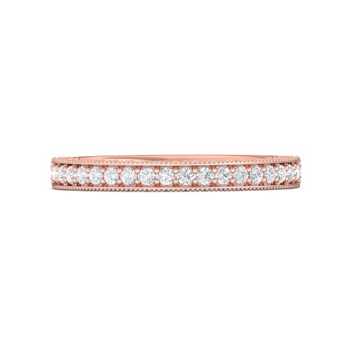 FlyerFit&reg; 14K Pink Gold Micropave Bead Set Wedding Band