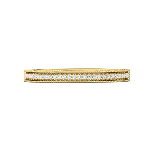 FlyerFit&reg; 18K Yellow Gold Micropave Bead Set Wedding Band