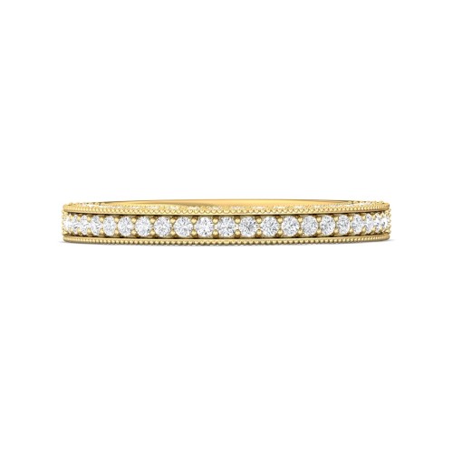 FlyerFit&reg; 14K Yellow Gold Micropave Bead Set Wedding Band