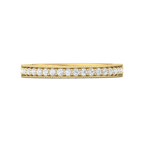 FlyerFit&reg; 14K Yellow Gold Micropave Bead Set Wedding Band