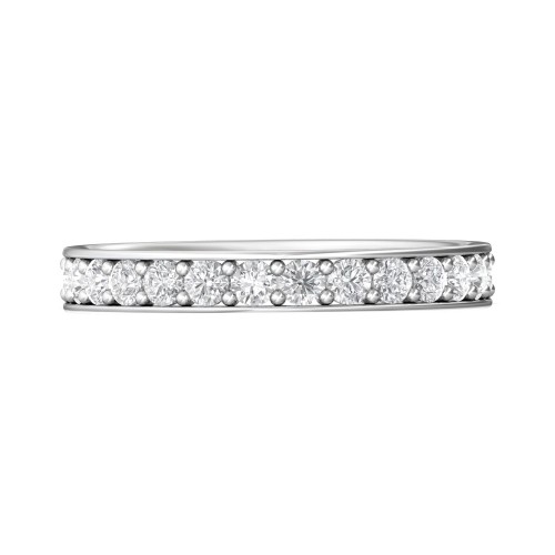 FlyerFit&reg; 18K White Gold Micropave Bead Set Wedding Band