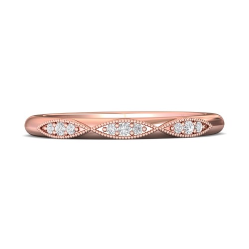 FlyerFit&reg; 18K Pink Gold Micropave Bead Set Wedding Band