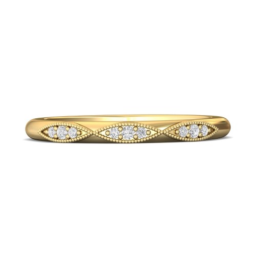 FlyerFit&reg; 18K Yellow Gold Micropave Bead Set Wedding Band