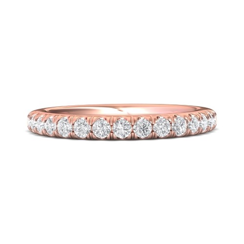 FlyerFit&reg; 14K Pink Gold Micropave Cutdown Wedding Band