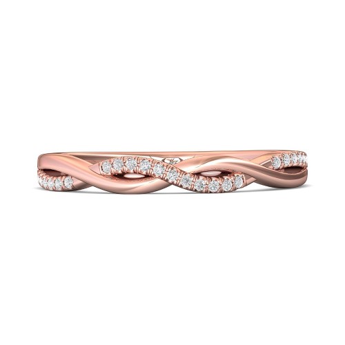 FlyerFit&reg; 18K Pink Gold Micropave Cutdown Wedding Band