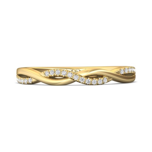 FlyerFit&reg; 18K Yellow Gold Micropave Cutdown Wedding Band