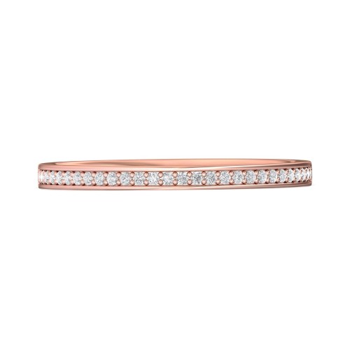 FlyerFit&reg; 14K Pink Gold Micropave Bead Set Wedding Band