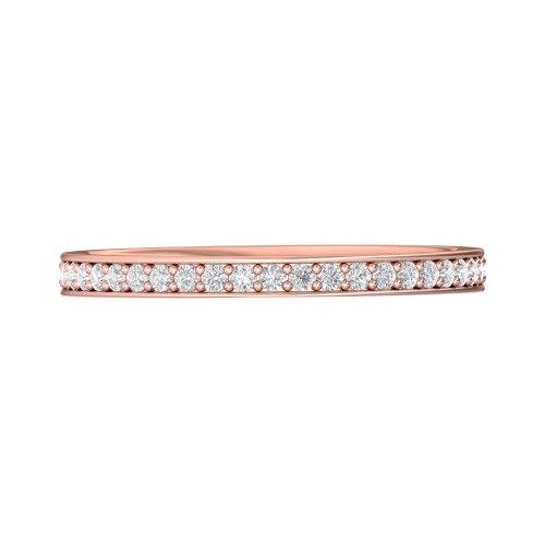 FlyerFit&reg; 14K Pink Gold Micropave Bead Set Wedding Band