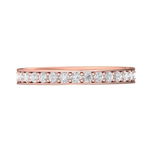 FlyerFit&reg; 18K Pink Gold Micropave Bead Set Wedding Band