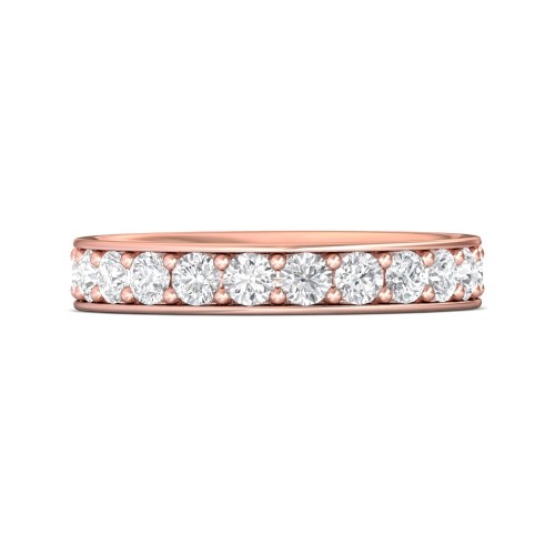 FlyerFit&reg; 18K Pink Gold Micropave Bead Set Wedding Band