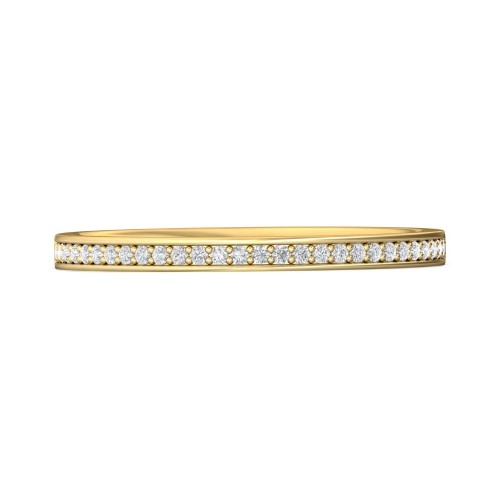 FlyerFit&reg; 18K Yellow Gold Micropave Bead Set Wedding Band