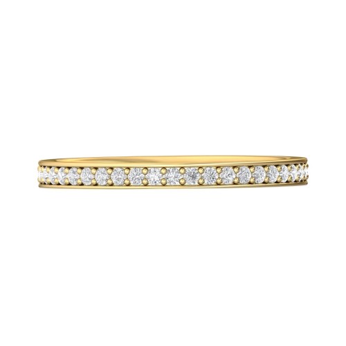 FlyerFit&reg; 18K Yellow Gold Micropave Bead Set Wedding Band